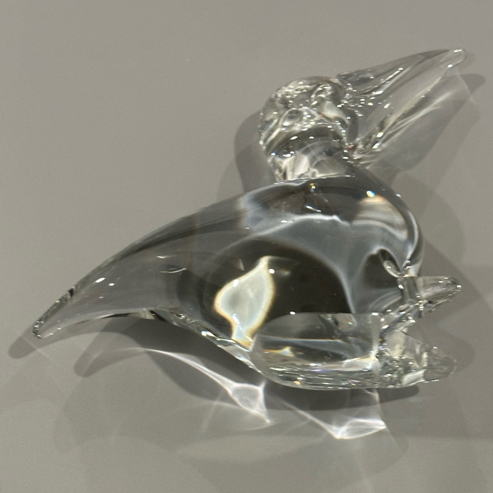 KONSTGLAS RONNEBY SWEDEN Glass Pelican Paperweight Figure Art Glass SIGNED